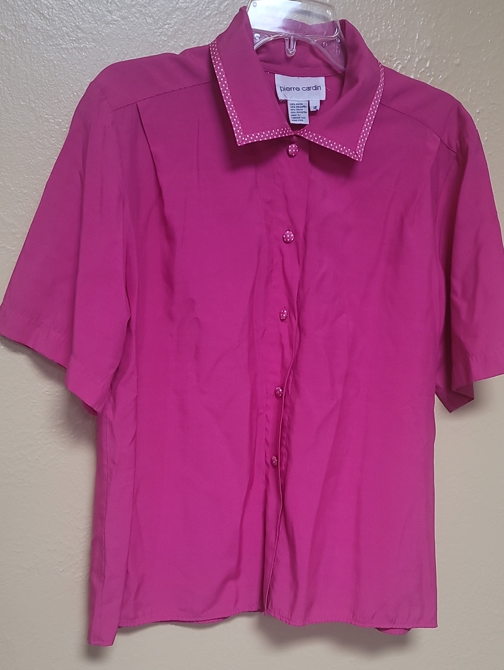 Pierre Cardin Hot Pink Short-Sleeve Button Front Top 16